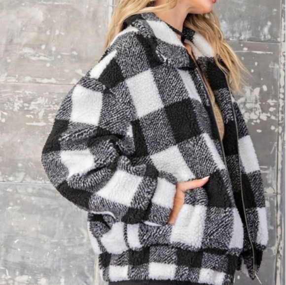 🖤 PLAID SHERPA JACKET - Picture 3 of 7